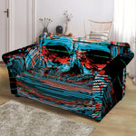 Digital Glitch Astronaut Skull Print Loveseat Slipcover