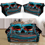 Digital Glitch Astronaut Skull Print Loveseat Slipcover