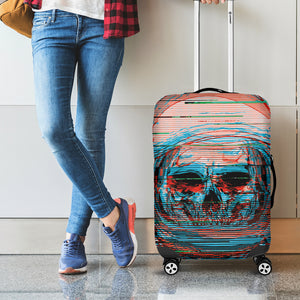 Digital Glitch Astronaut Skull Print Luggage Cover