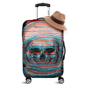 Digital Glitch Astronaut Skull Print Luggage Cover