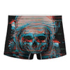 Digital Glitch Astronaut Skull Print Men's Boxer Briefs