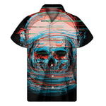 Digital Glitch Astronaut Skull Print Men's Short Sleeve Shirt