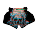 Digital Glitch Astronaut Skull Print Muay Thai Boxing Shorts