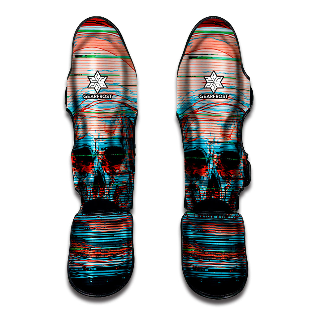 Digital Glitch Astronaut Skull Print Muay Thai Shin Guard