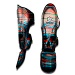 Digital Glitch Astronaut Skull Print Muay Thai Shin Guard