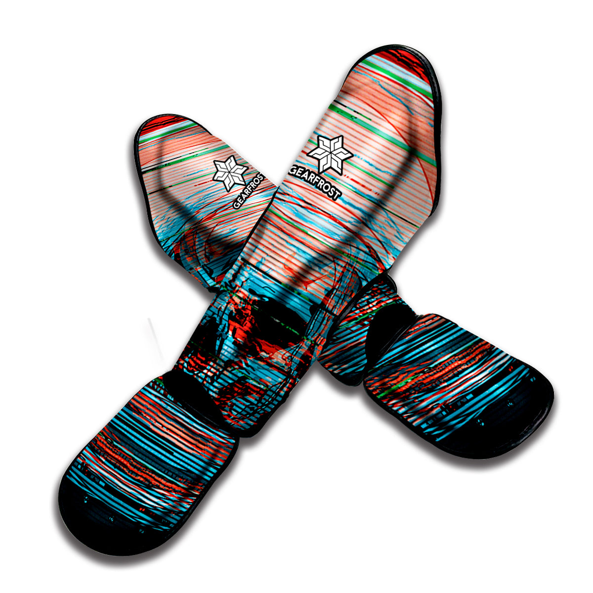 Digital Glitch Astronaut Skull Print Muay Thai Shin Guard