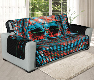 Digital Glitch Astronaut Skull Print Oversized Sofa Protector