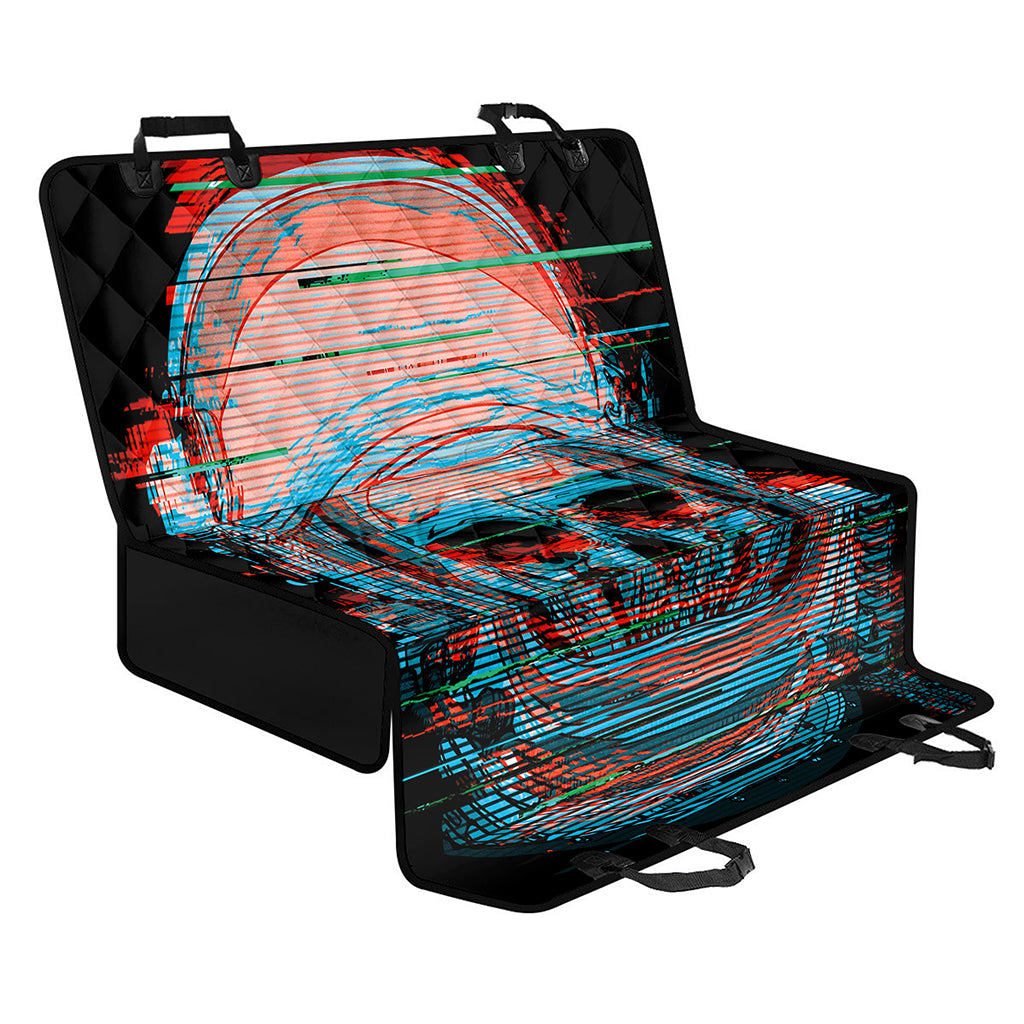 Digital Glitch Astronaut Skull Print Pet Car Back Seat Cover