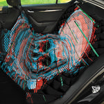 Digital Glitch Astronaut Skull Print Pet Car Back Seat Cover