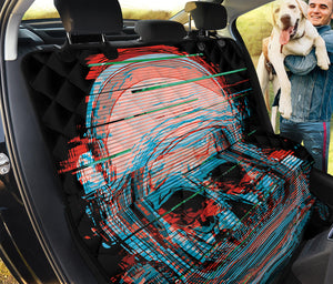 Digital Glitch Astronaut Skull Print Pet Car Back Seat Cover