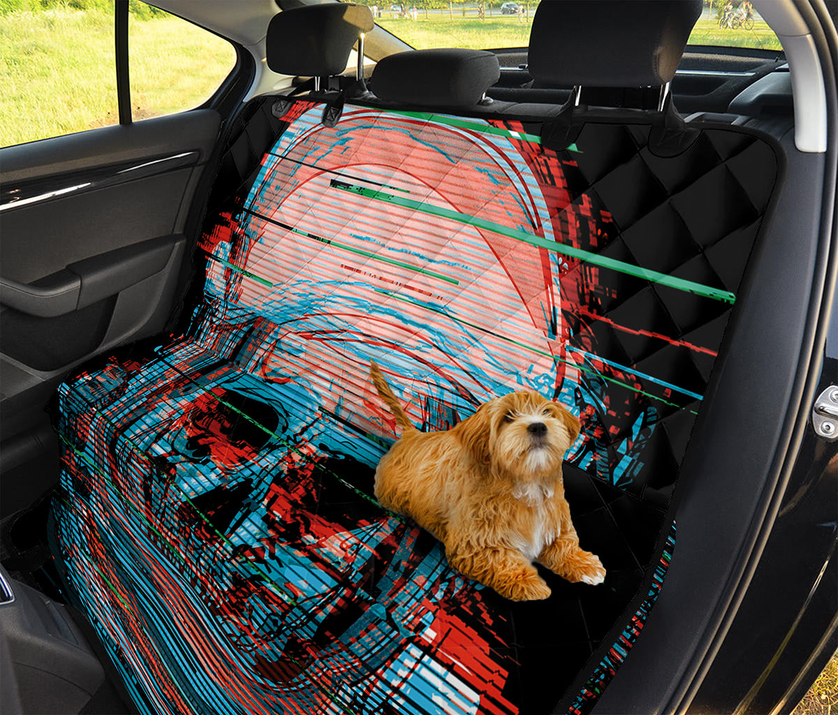 Digital Glitch Astronaut Skull Print Pet Car Back Seat Cover