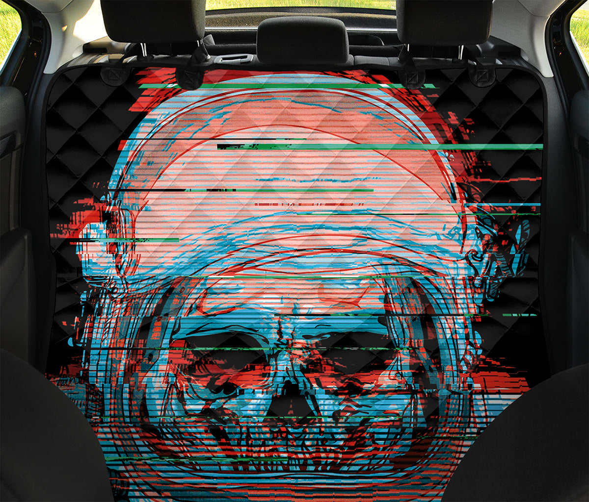 Digital Glitch Astronaut Skull Print Pet Car Back Seat Cover