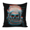 Digital Glitch Astronaut Skull Print Pillow Cover