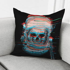 Digital Glitch Astronaut Skull Print Pillow Cover