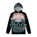 Digital Glitch Astronaut Skull Print Pullover Hoodie