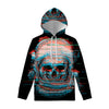 Digital Glitch Astronaut Skull Print Pullover Hoodie