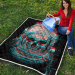 Digital Glitch Astronaut Skull Print Quilt