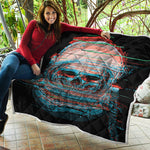 Digital Glitch Astronaut Skull Print Quilt