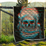 Digital Glitch Astronaut Skull Print Quilt