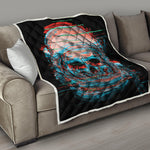 Digital Glitch Astronaut Skull Print Quilt