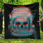 Digital Glitch Astronaut Skull Print Quilt