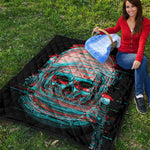 Digital Glitch Astronaut Skull Print Quilt