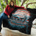 Digital Glitch Astronaut Skull Print Quilt