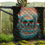 Digital Glitch Astronaut Skull Print Quilt