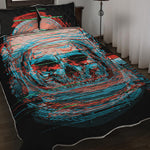 Digital Glitch Astronaut Skull Print Quilt Bed Set