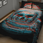 Digital Glitch Astronaut Skull Print Quilt Bed Set