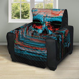 Digital Glitch Astronaut Skull Print Recliner Protector