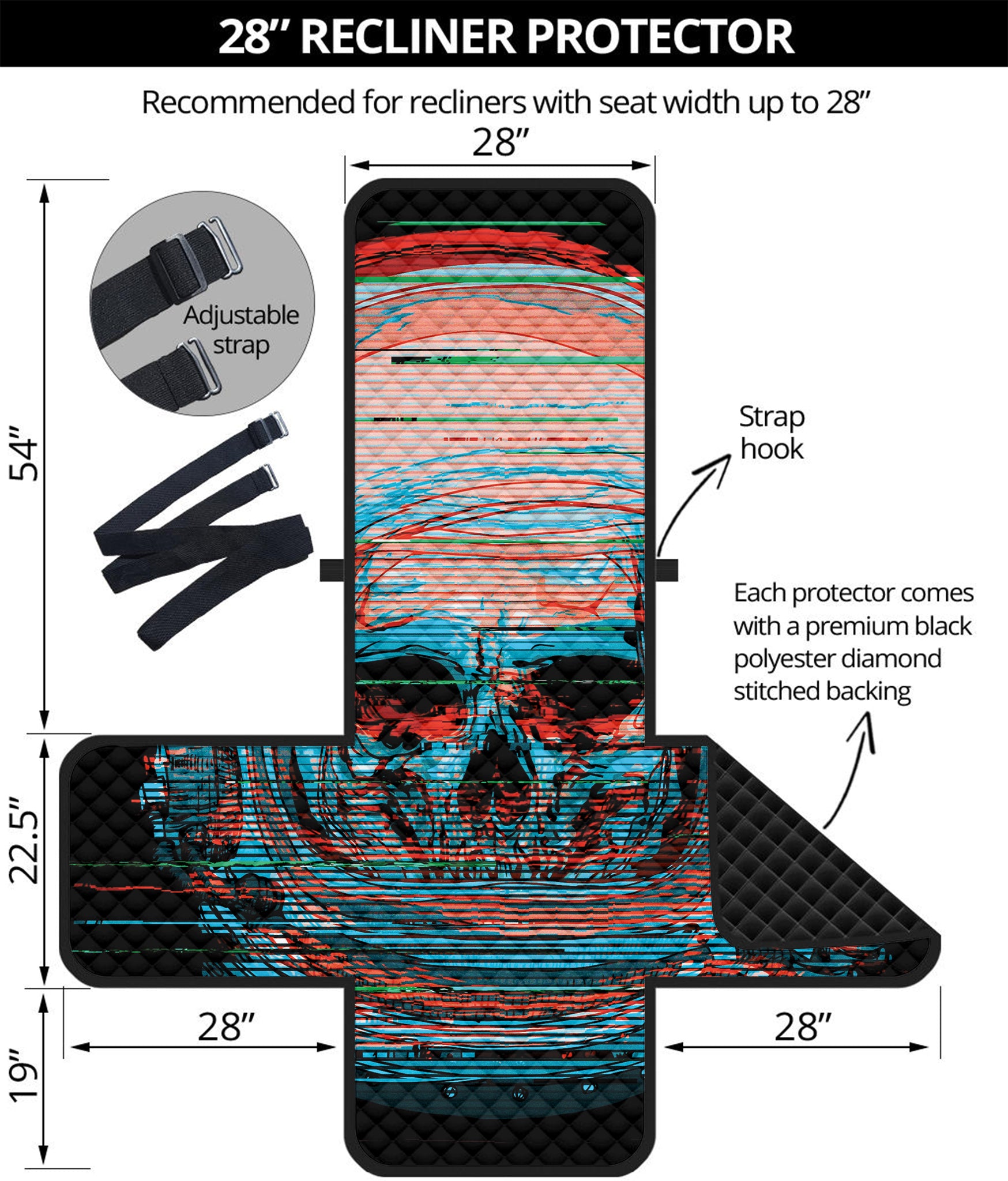 Digital Glitch Astronaut Skull Print Recliner Protector