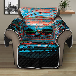 Digital Glitch Astronaut Skull Print Recliner Protector