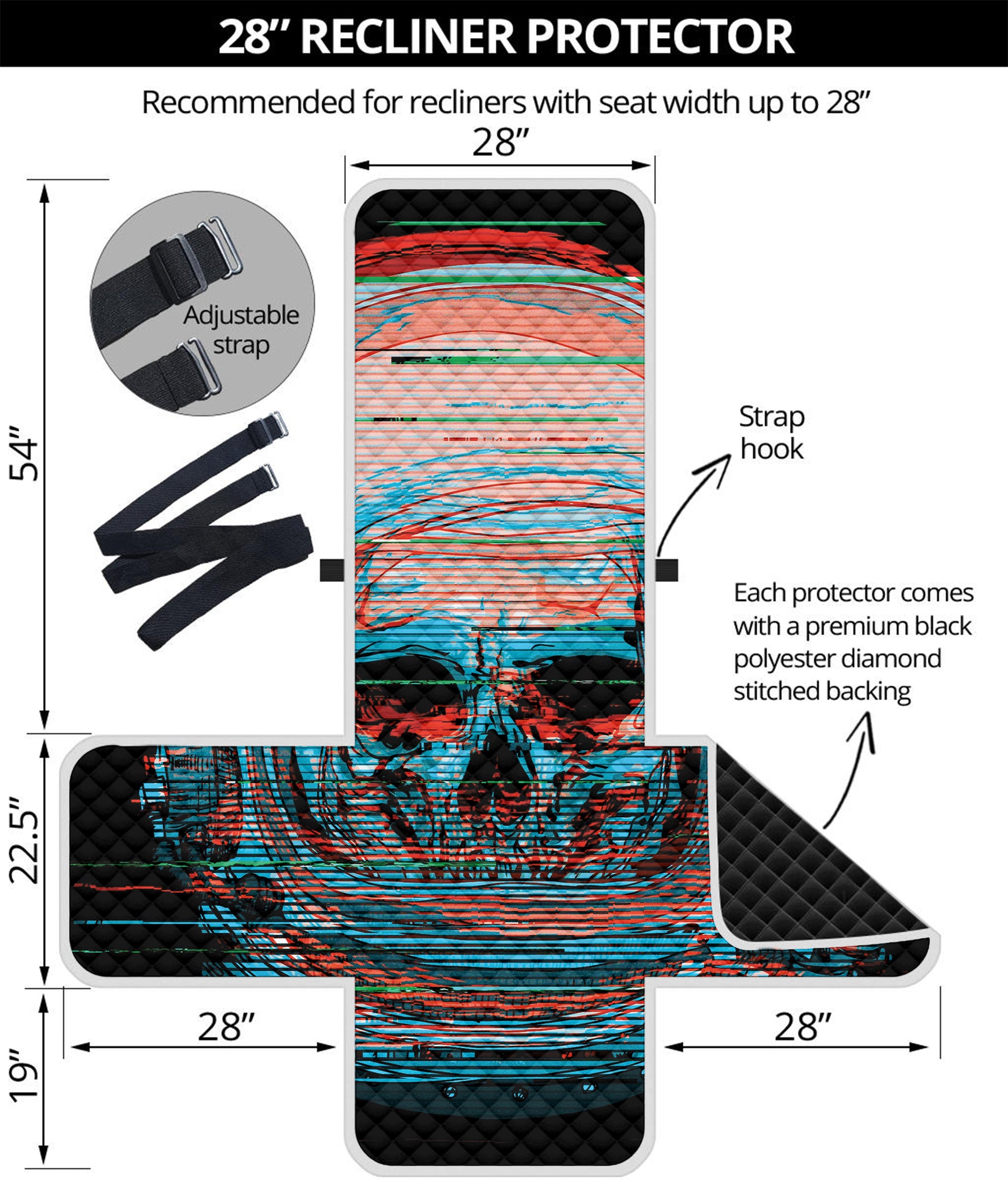 Digital Glitch Astronaut Skull Print Recliner Protector