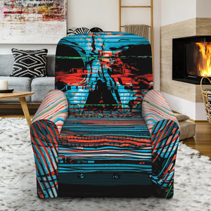 Digital Glitch Astronaut Skull Print Recliner Slipcover