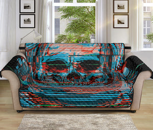 Digital Glitch Astronaut Skull Print Sofa Protector