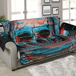 Digital Glitch Astronaut Skull Print Sofa Protector