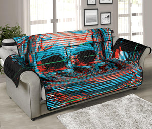 Digital Glitch Astronaut Skull Print Sofa Protector