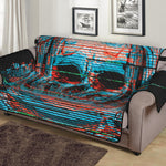 Digital Glitch Astronaut Skull Print Sofa Protector