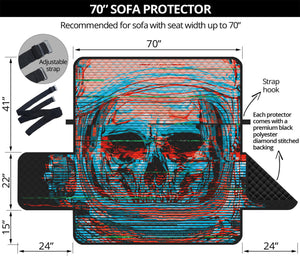 Digital Glitch Astronaut Skull Print Sofa Protector