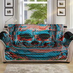 Digital Glitch Astronaut Skull Print Sofa Protector