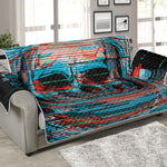 Digital Glitch Astronaut Skull Print Sofa Protector