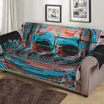 Digital Glitch Astronaut Skull Print Sofa Protector