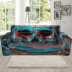 Digital Glitch Astronaut Skull Print Sofa Slipcover