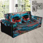 Digital Glitch Astronaut Skull Print Sofa Slipcover