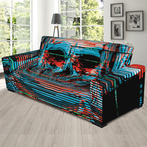 Digital Glitch Astronaut Skull Print Sofa Slipcover