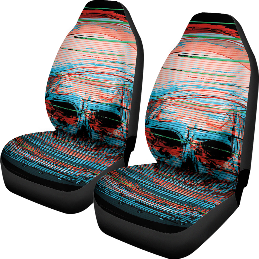 Digital Glitch Astronaut Skull Print Universal Fit Car Seat Covers