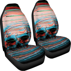 Digital Glitch Astronaut Skull Print Universal Fit Car Seat Covers