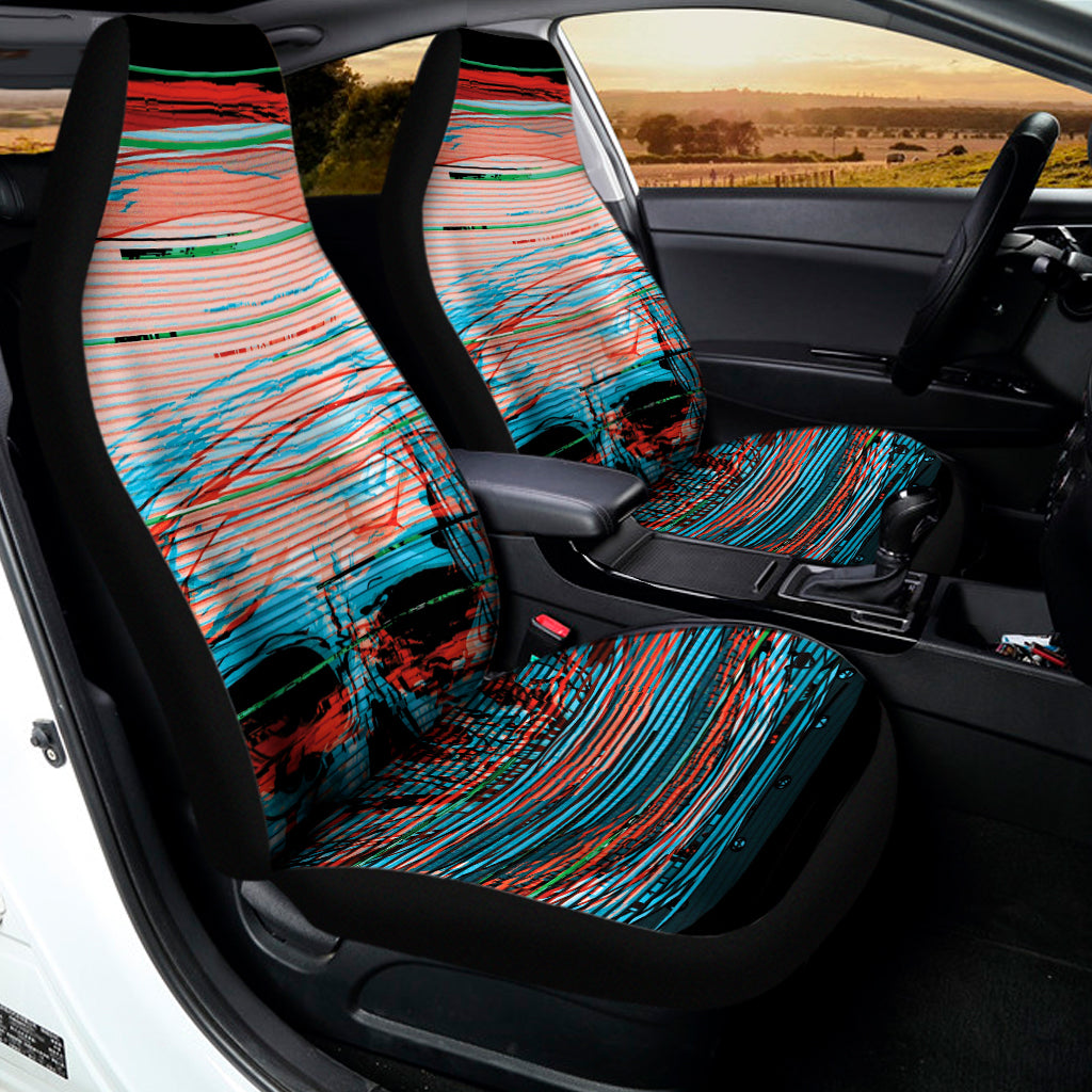 Digital Glitch Astronaut Skull Print Universal Fit Car Seat Covers