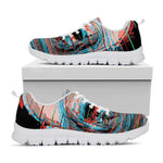 Digital Glitch Astronaut Skull Print White Sneakers